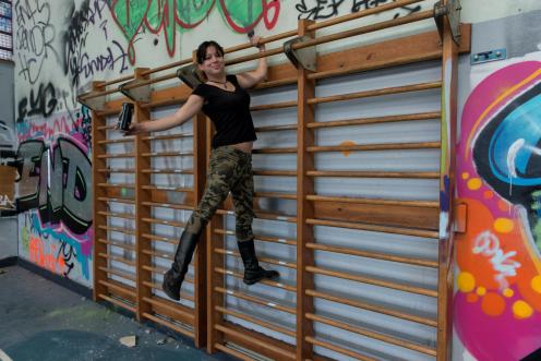 Doing me chin-ups, gotta stay fit for the boyz.